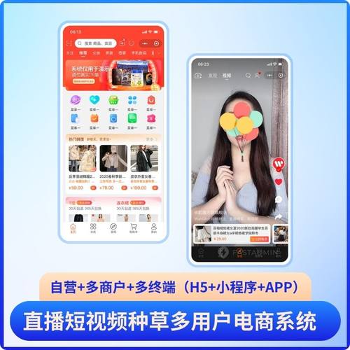 B2B2C电商系统源码直播短视频电商程序自营多用户电商小程序app