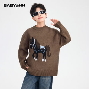 男童本命年红色加厚针织半高领毛衣儿童秋冬新款马年上衣新年衣服