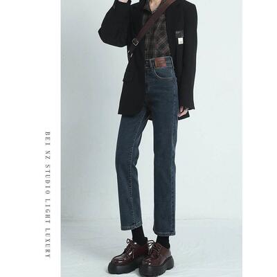 高筒色直牛仔裤年女秋腰冬2025#SS-3020#SS-3020新款窄版显瘦小个