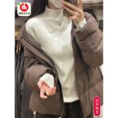 半高领针织百搭上衣 女深冬巨好看 配羽绒服 内搭毛衣白色打底衫