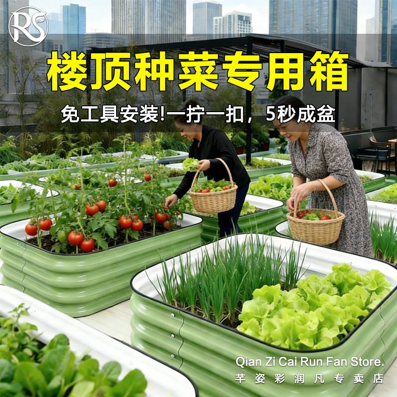 楼顶菜园盆种菜专用箱金属种植箱图片