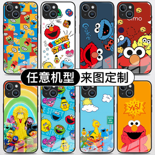欧美卡通动画芝麻街手机壳iPhone15华为pura70荣耀magic6小米14适用vivox100钢化玻璃opporeno11三星s23+定制