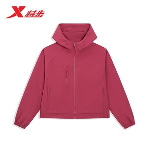 特步女双层风衣女冲锋衣2026秋新休闲宽松梭织薄外套974328150269
