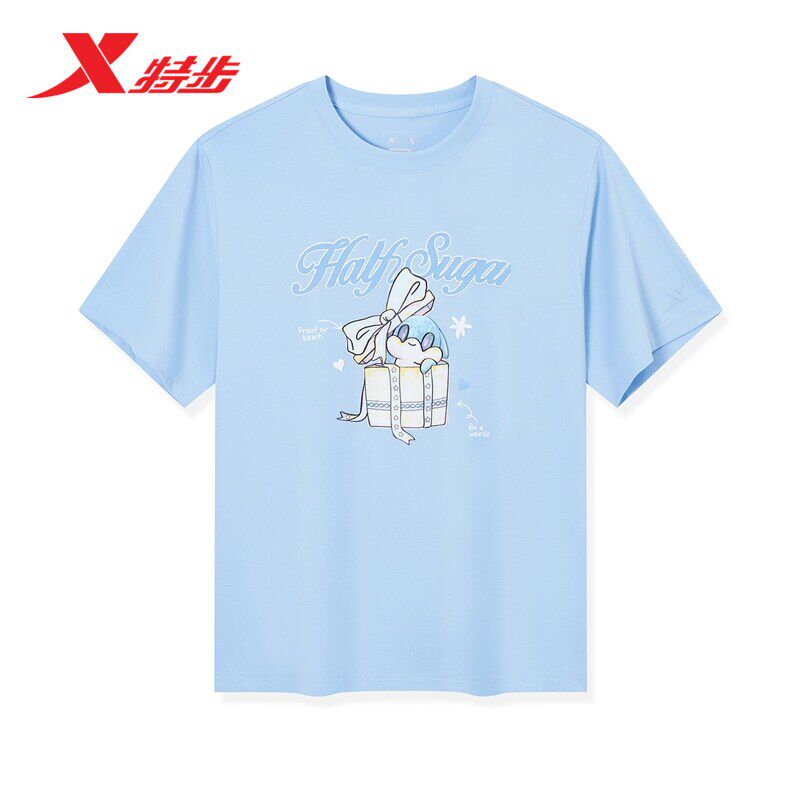 特步圆领短袖T恤女2026夏新款宽松亲肤透气运动上衣974228010172