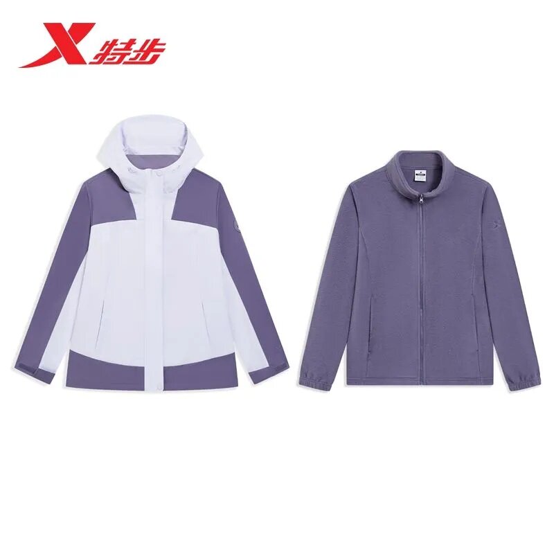 特步三防冲锋衣女2025冬季新款三合一两件套梭织外套975428660081