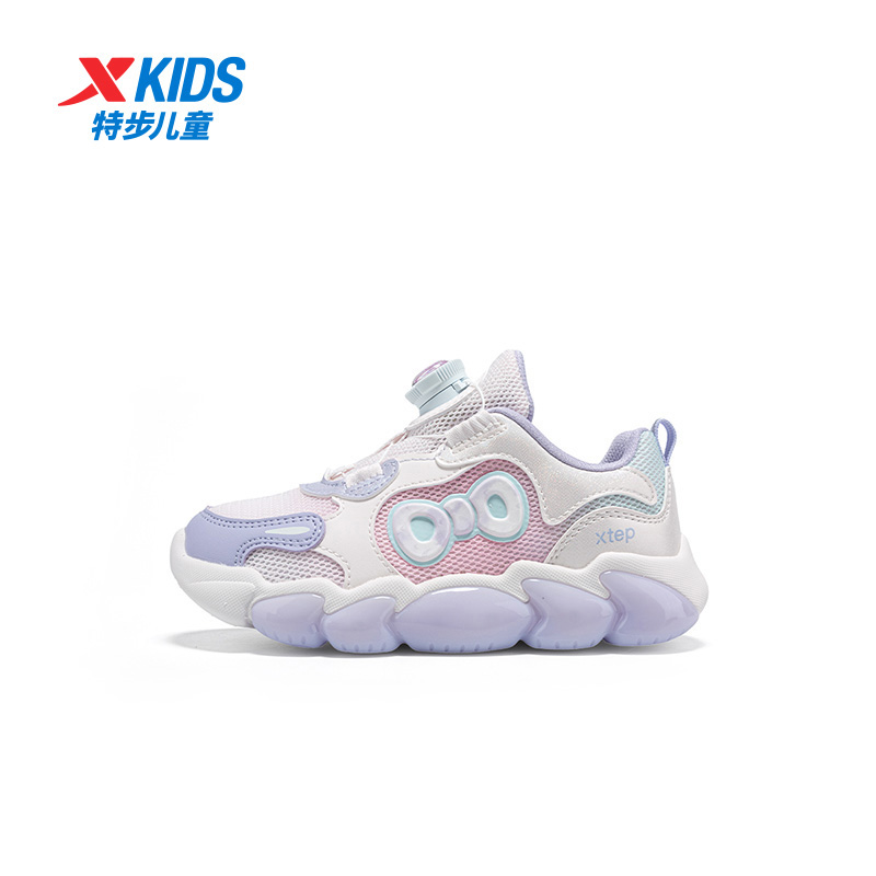 特步儿童休闲鞋女小童2025秋季新款亮灯网面运动鞋子675314323008