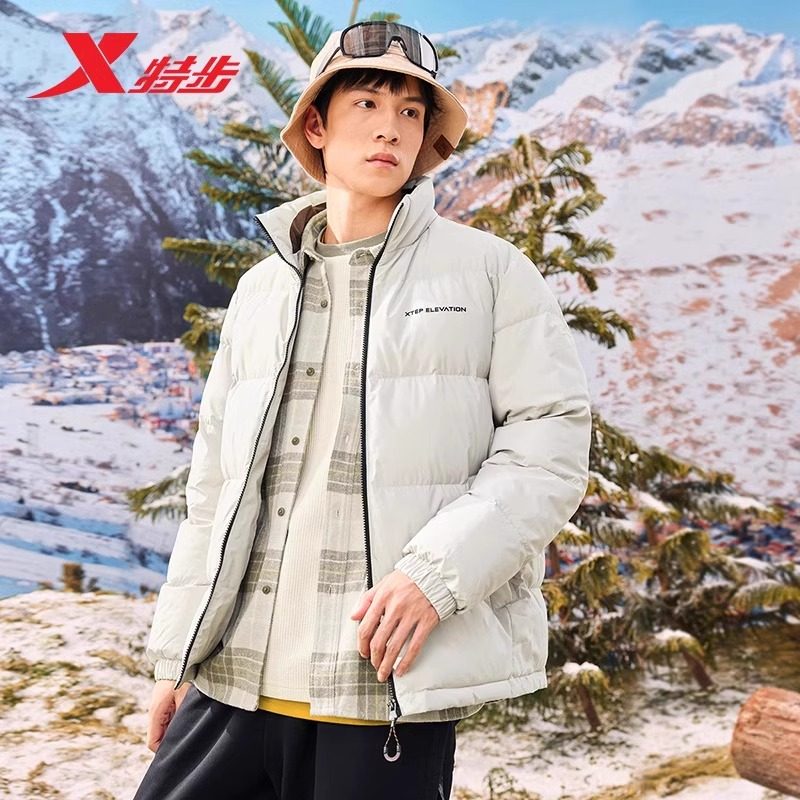 特步新款羽绒服加厚保暖立领图片