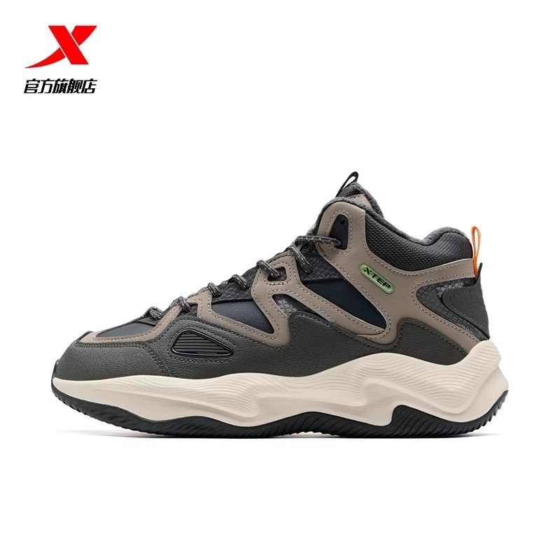 特步2024新款老爹鞋加绒保暖