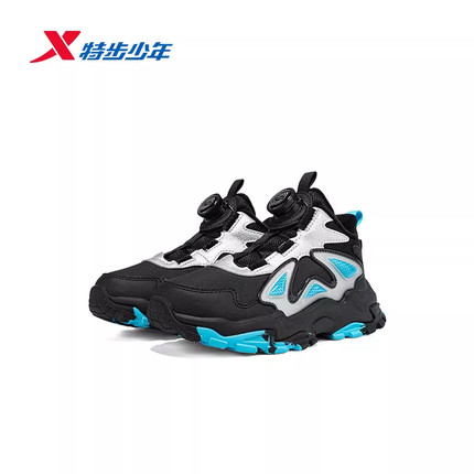 特步儿童2025冬季新款皮面旋转扣加绒保暖男小童棉鞋675415373009