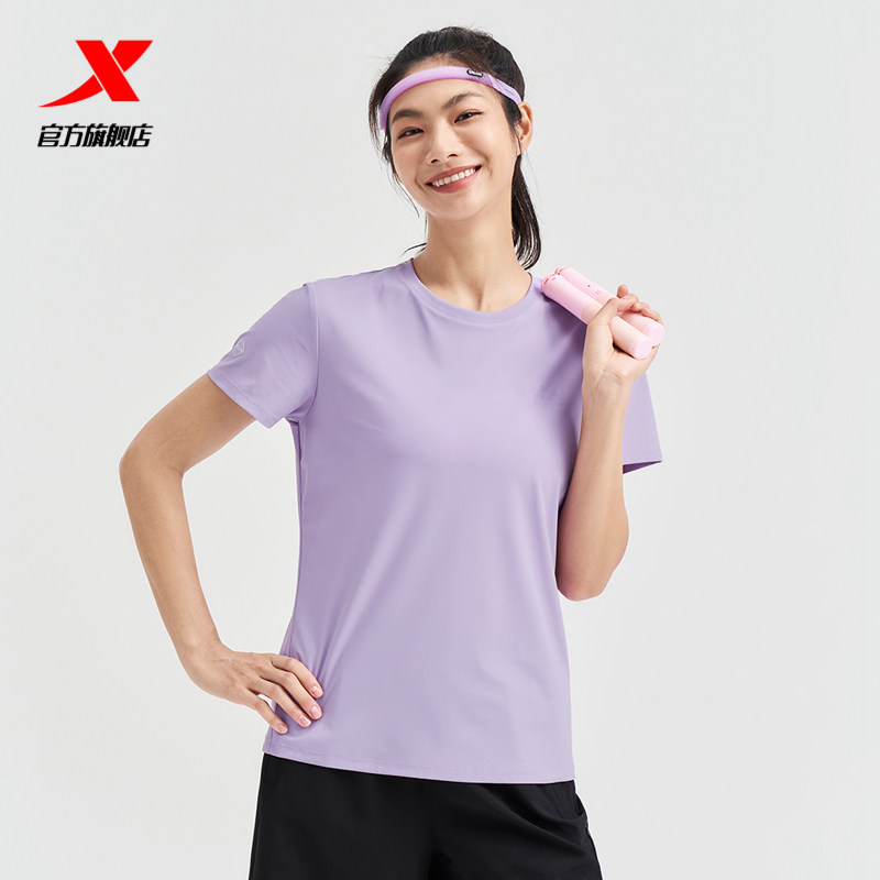 特步运动短袖针织衫女2024夏季新款冰丝速干高弹T恤976228010289