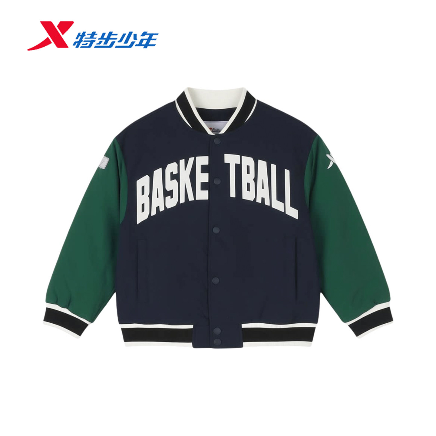 特步儿童棉服男大童棒球服2026秋冬新款防泼水棉夹克674425284018