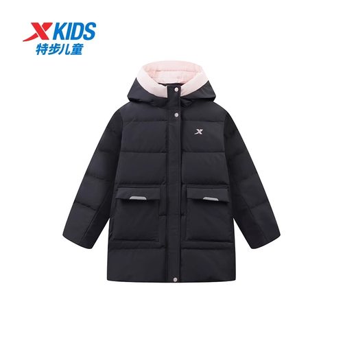 特步羽绒服中长款加厚保暖女大童