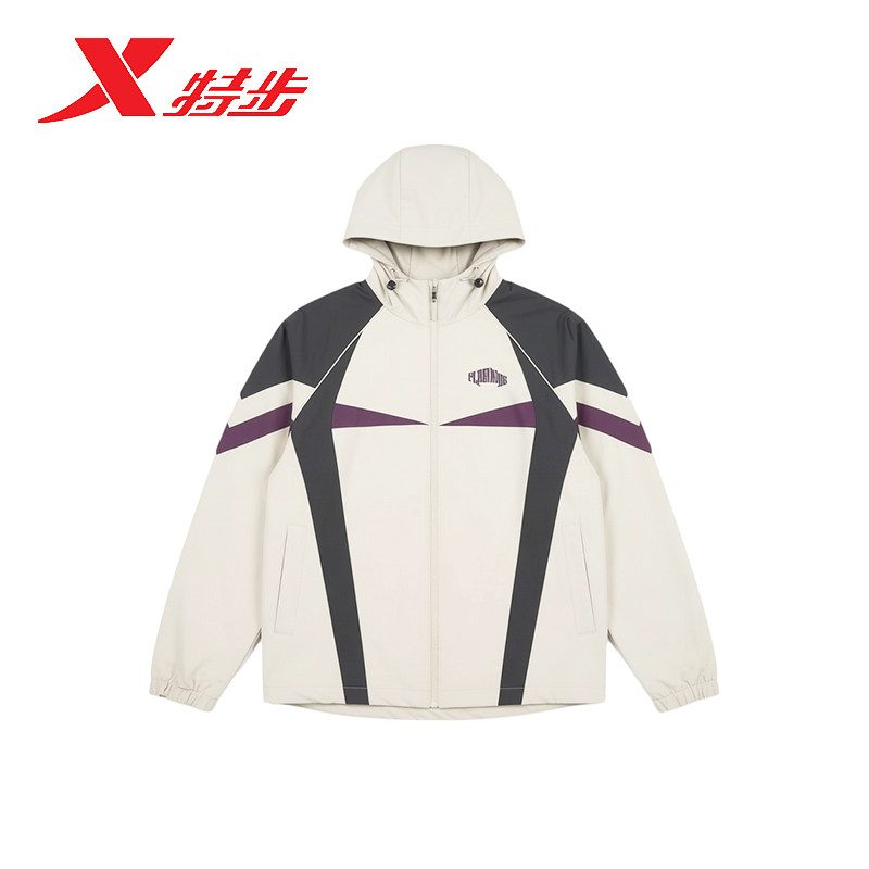 特步保暖连帽风衣男2026春新款篮球运动男装防风外套974129160124