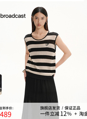 播商场同款无袖航海条纹针织T恤女25夏季新款轻薄上衣BDS2SD2357