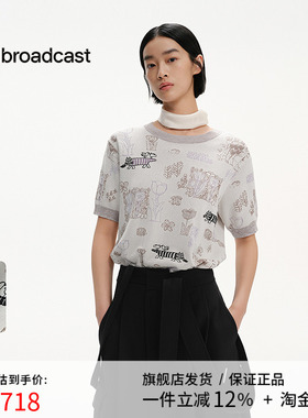 播商场同款Lisa Larson联名提花短袖针织上衣女25夏新BDS2SD2099