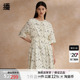 印花中长款 播腰部捏褶收腰连衣裙2024新款 女夏季 裙子DDR2LD5790