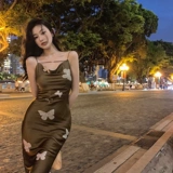 Ретро платье, приталенная длинная юбка, большой размер, французский стиль, с акцентом на бедрах