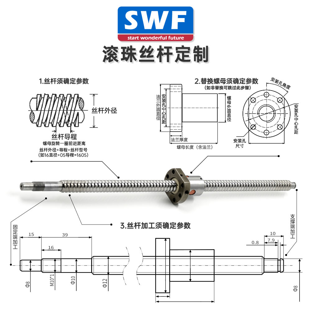 定制精密滚珠丝杆丝杠套装升降直线1605 2005 2510螺杆螺母全套