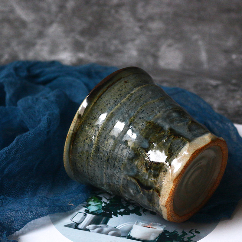 日本美浓烧手削陶土复古风杯子