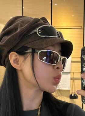 双C镜面镶钻LOGO未来感墨镜男女