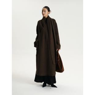 YUELINGLING月泠泠「拂生」围脖羊毛长外套秋冬款复古围巾领