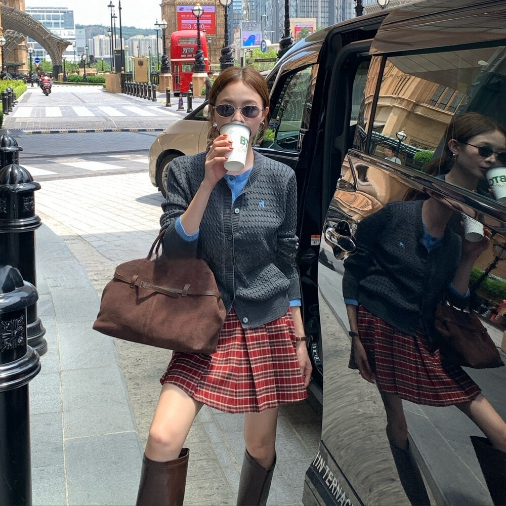 韩系麻花开衫毛衣外套