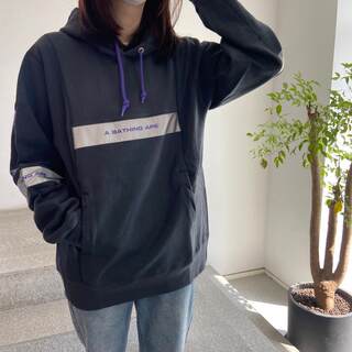 现货 BAPE WIDE PATCHWORK HOODIE 拼接 3M反光 纯色字母帽衫卫衣