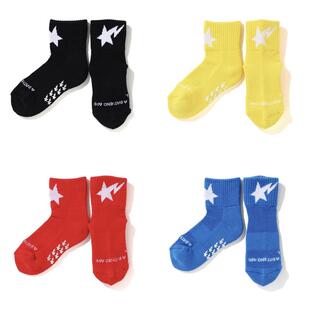 现货 BAPE STA ANKLE SOCKS 全棉 纯色 五角星 童装 袜子 棉 短袜