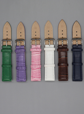 PU皮表带竹节纹8801针扣彩色表带男女真皮表带12 16 18 20 22mm