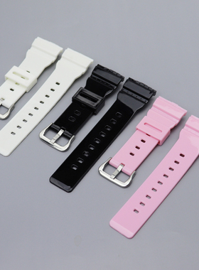 替换卡西欧baby-g手表硅胶表带配件 BA-110/120/111/112黑粉米白