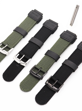 代用卡西欧尼龙帆布手表带AE1200SGW300/400mrw200替换原装表带18