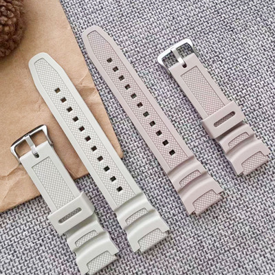 卡西欧w218h奶白色粉色表带