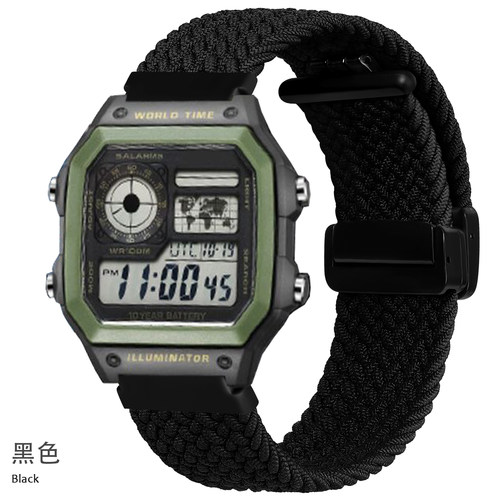 AE-1200WH/SGW-300弹力尼龙表带