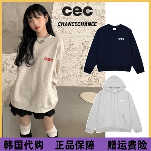韩国潮牌cec卫衣外套男女秋冬加绒情侣宽松休闲上衣chancechance