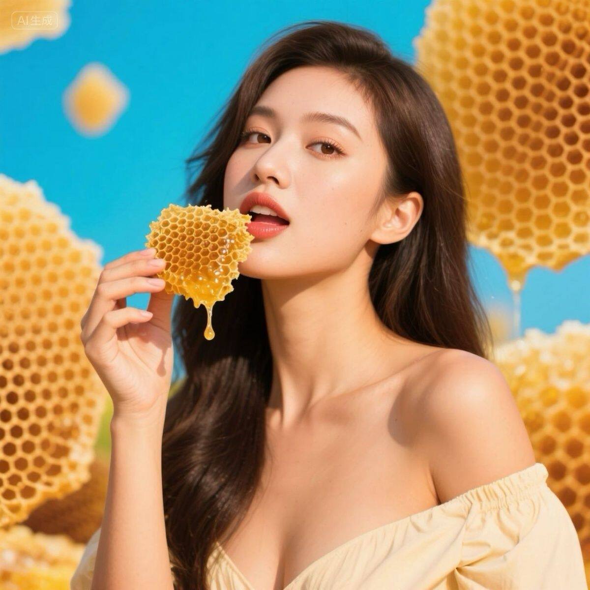 【网红同款微蜜蜂巢】多蜜蜂巢胚蜜脾蜂窝嚼着吃新鲜蜂窝蜂蜜蜂巢