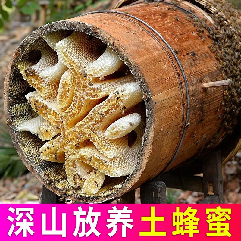 500g天然百花蜜农家自产成熟蜂蜜深山木桶土蜂蜜