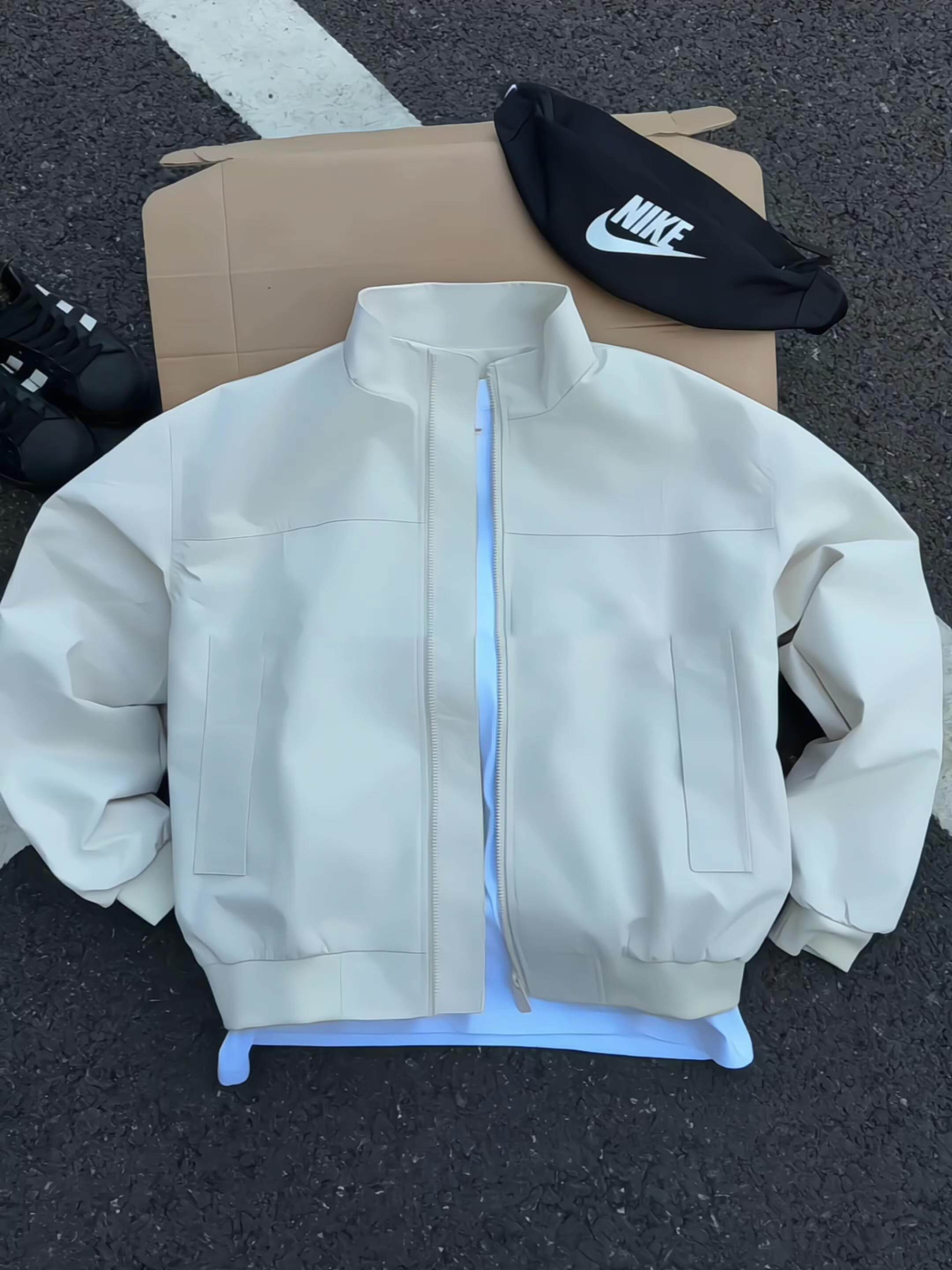 高端廓形正肩美式飞行员夹克男时尚cleanfit短款立领棒球服外套