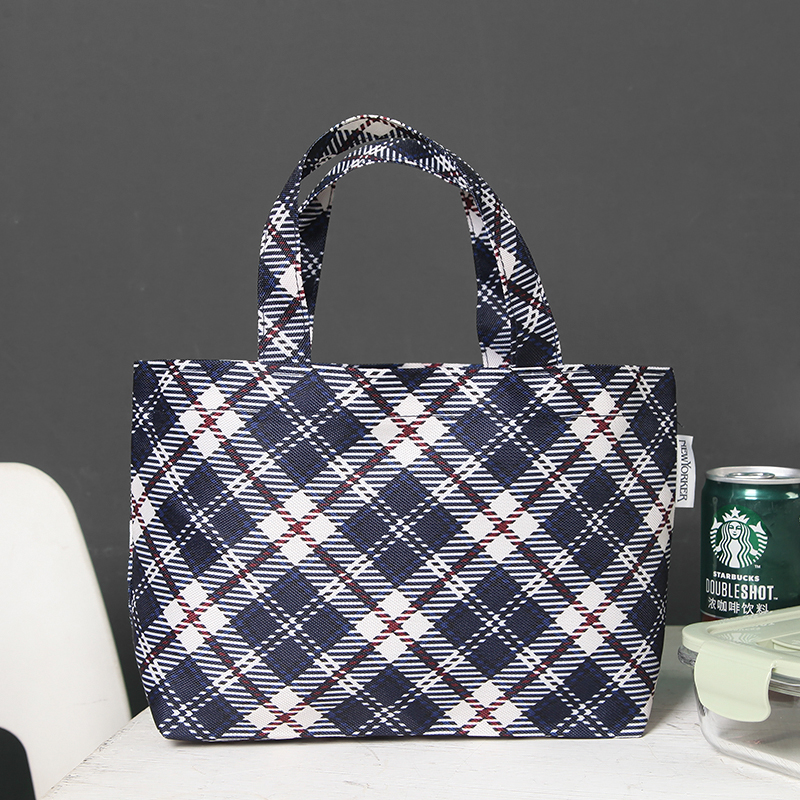 满包邮 外单德国品牌定制 时尚格子手提袋便携饭盒袋便当包午餐袋