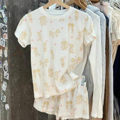 BM感美式天使印花纯棉短袖套装