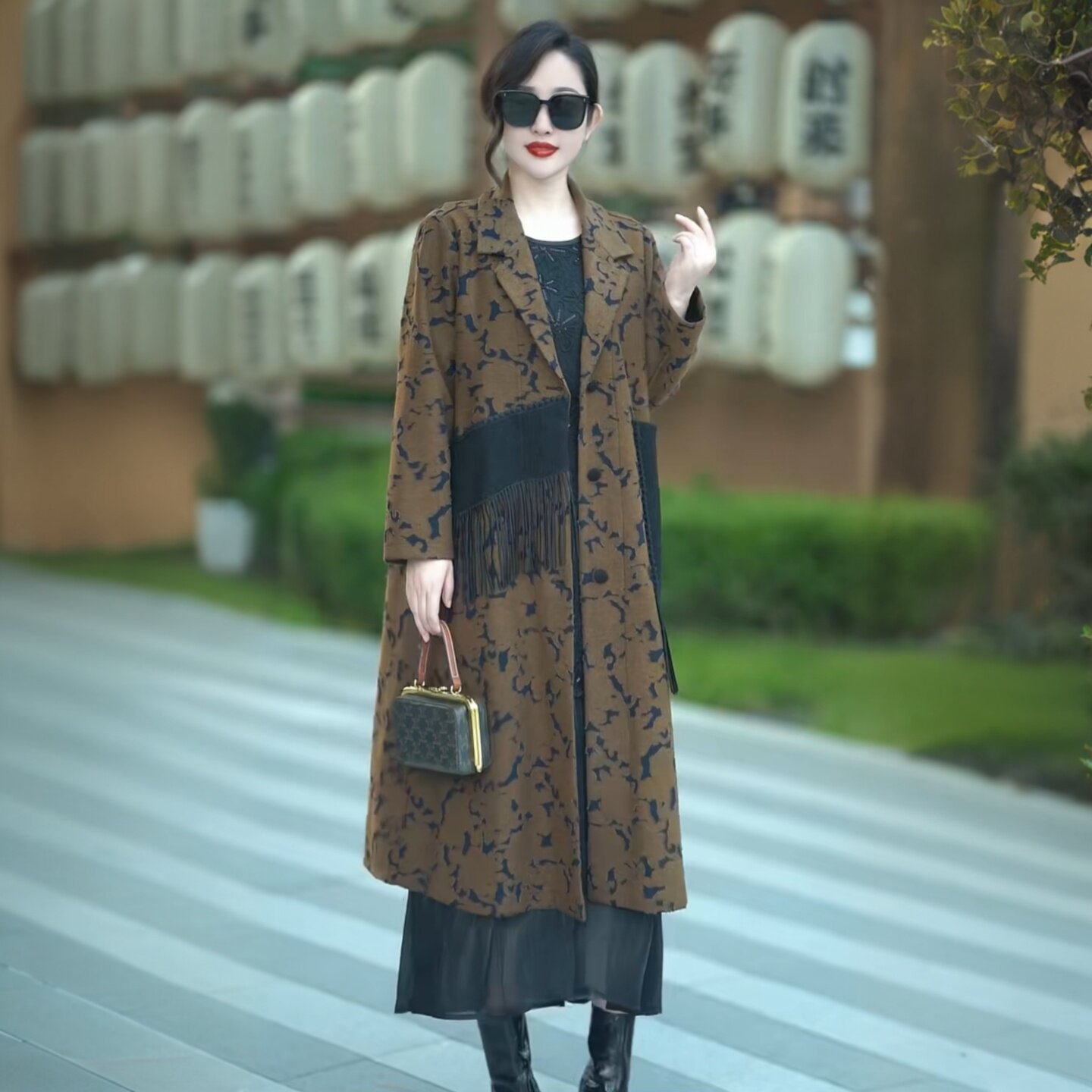 复古大码高级感长款风衣秋季新款优雅气质贵夫人过膝外套羊绒大衣