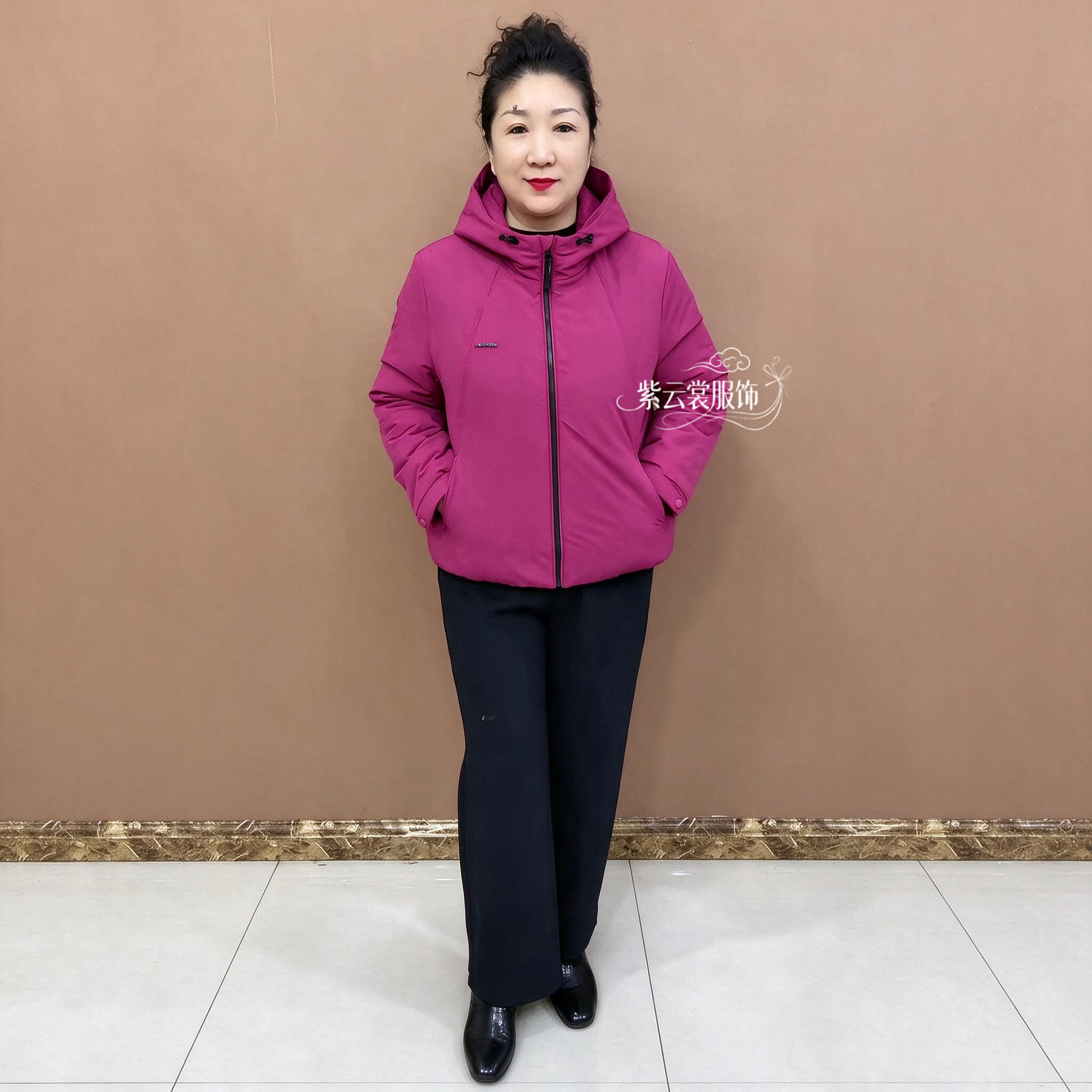时尚连帽棉服冬季加厚棉袄保暖棉衣年轻妈妈宽松显瘦夹克休闲外套