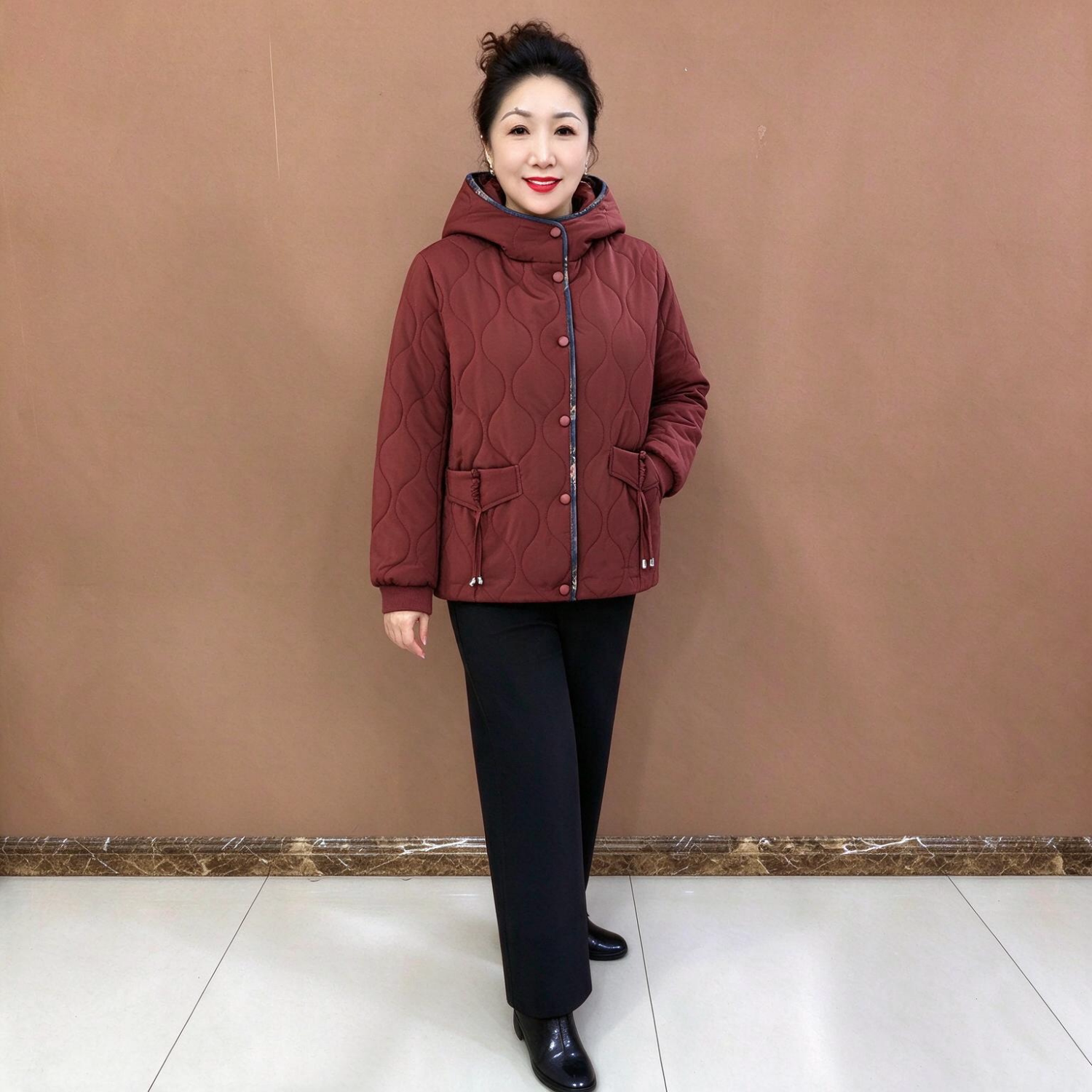 冬季新款200斤中老年轻薄棉服宽松连帽妈妈装大码棉衣小棉袄外套