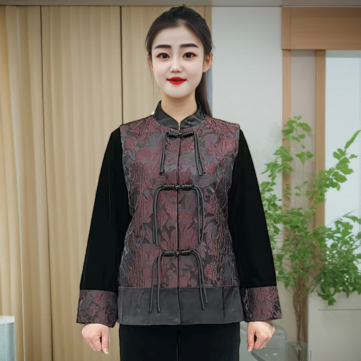 高端气质春装中年妈妈国风流苏提花马夹短款时尚宽松大码马甲外套
