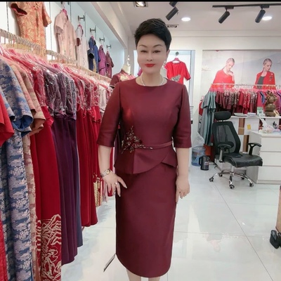 时尚洋气高端婚礼妈妈婚宴礼服订婚结婚喜婆婆喜服平时可穿连衣裙