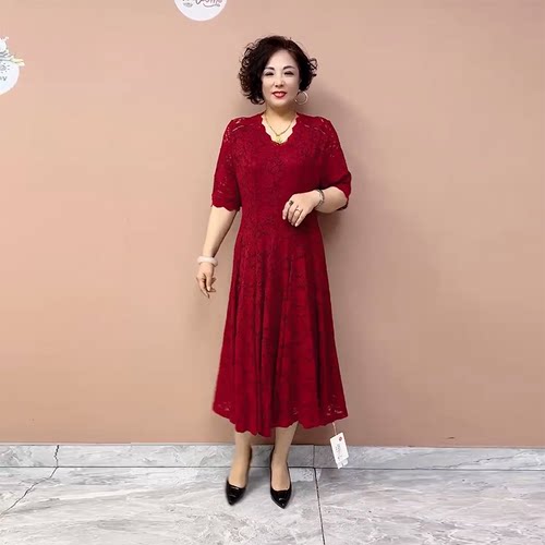 夏季短袖妈妈时尚连衣裙