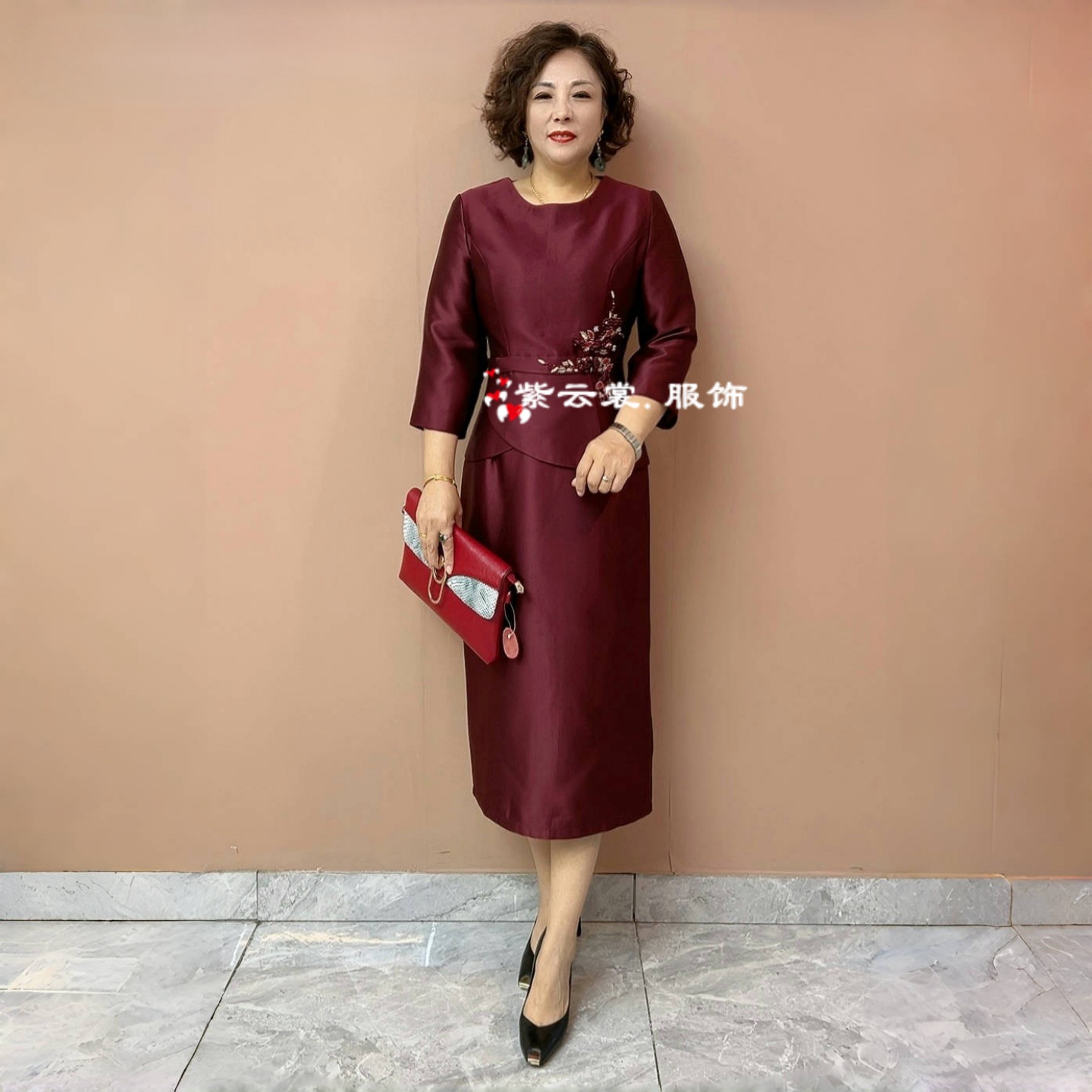 时尚洋气高端婚礼妈妈婚宴礼服订婚结婚喜婆婆喜服平时可穿连衣裙