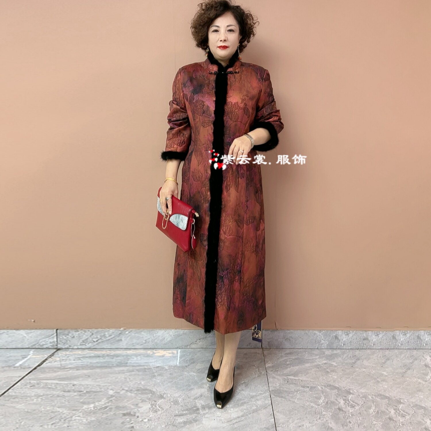 高贵中年妈妈装洋气棉衣显瘦保暖华丽优雅气质棉服外套中长款风衣