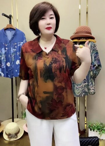 夏季新款短袖中老年妈妈洋气