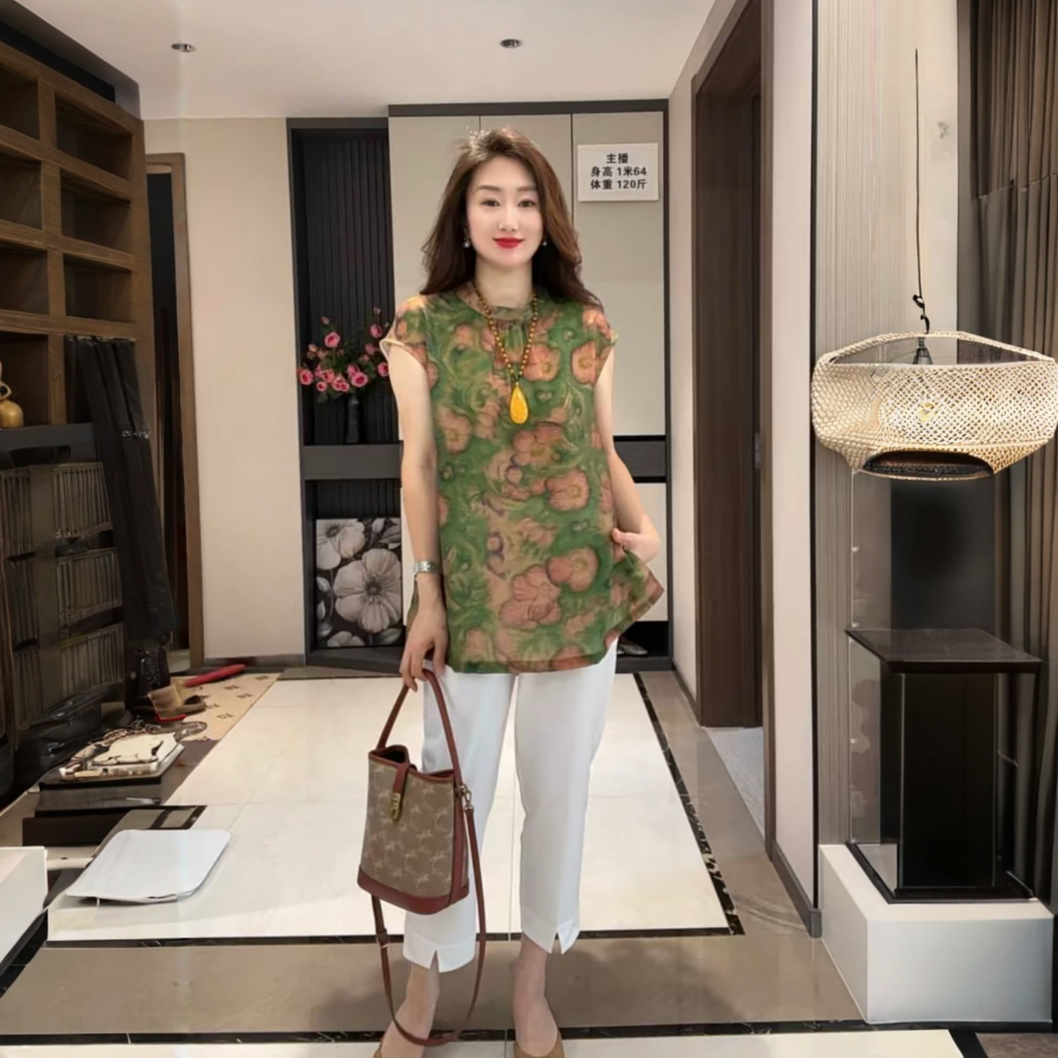 夏季短袖洋气妈妈装宽松中长款薄款印花大版T恤衫丝麻大码上衣女