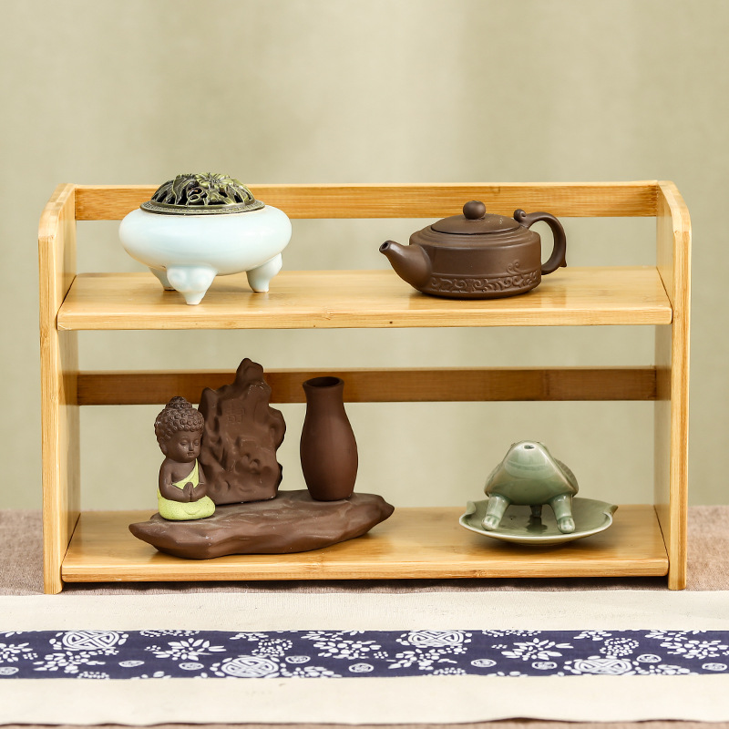 桌面实木紫砂壶架子茶室多层桌上茶壶茶杯茶具茶叶置物收纳储物架